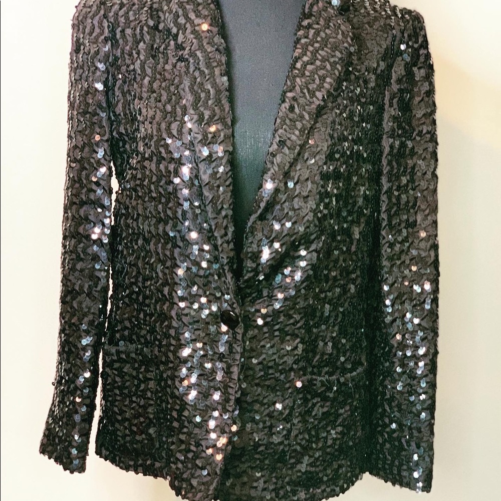 Vintage Union Made Black Sequin Blazer Sz 8